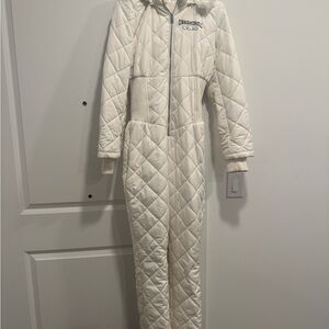 Forever 21 Cream Quilted snow Jumpsuit